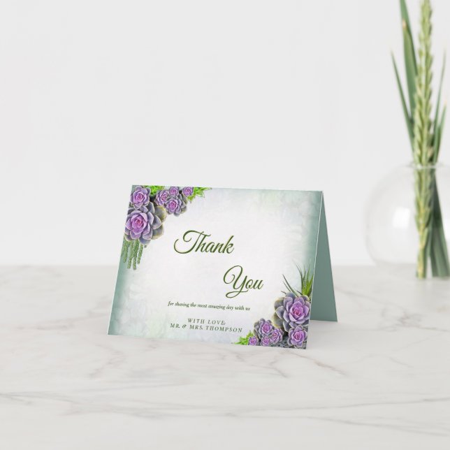 Succulent Hues of Sea Green, Violet Thank You (Front)