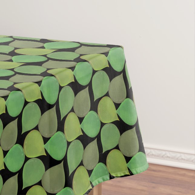 Succulent Jade Tree Green Leaves on Black Tablecloth (In Situ)