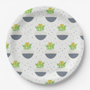 Succulent Kalanchoe Plant Mom Pattern Paper Plate