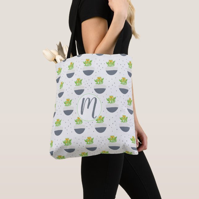 Succulent Kalanchoe Plant Mom Pattern Tote Bag (Close Up)