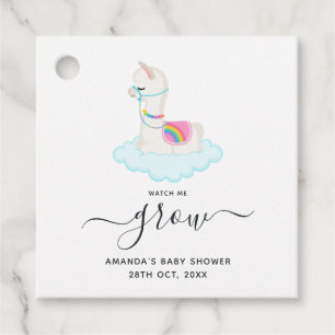 Succulent Llama Heaven Watch Me Grow Baby Shower Favour Tags
