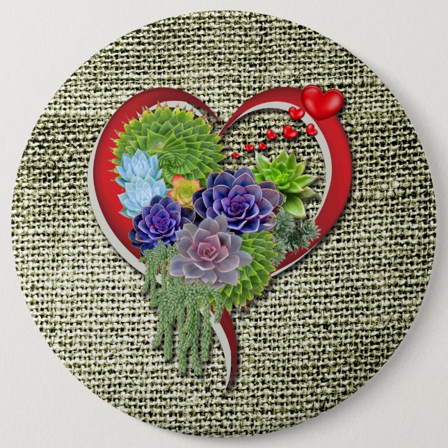 Succulent-lovers garden plant 6 inch round button (Front)