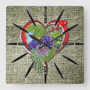 Succulent-lovers garden plant square wall clock