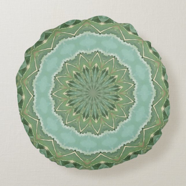 Succulent Mandala Round Pillow (Back)