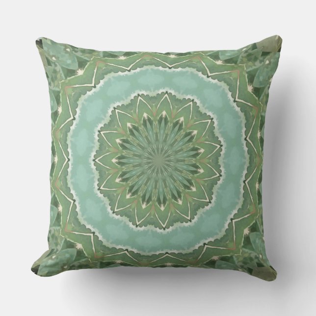 Succulent Mandala Throw Pillow (Front)