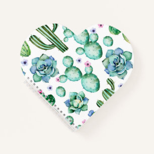 Succulent Notebook Heart-Shaped