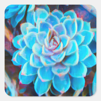 succulent original art plant lover square sticker