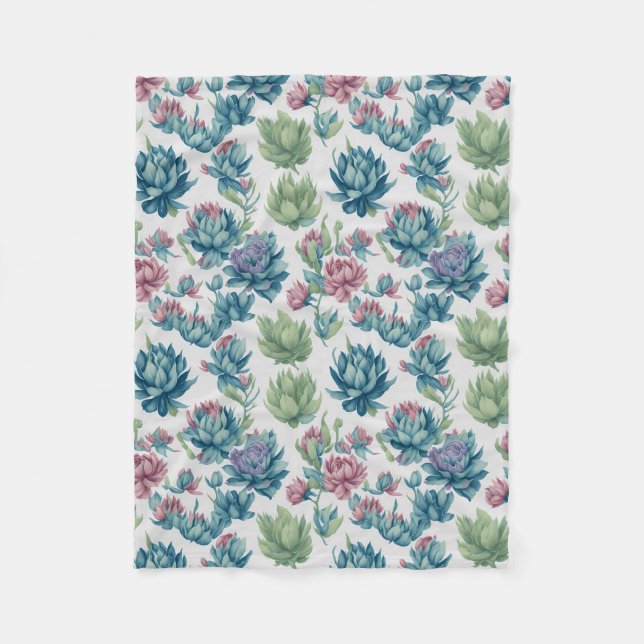 Succulent Pattern Fleece Blanket (Front)