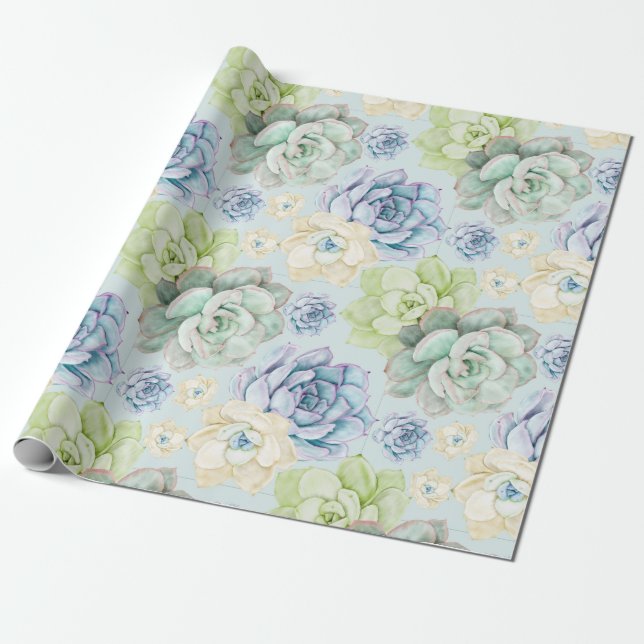 Succulent pattern Wrapping Paper (Unrolled)
