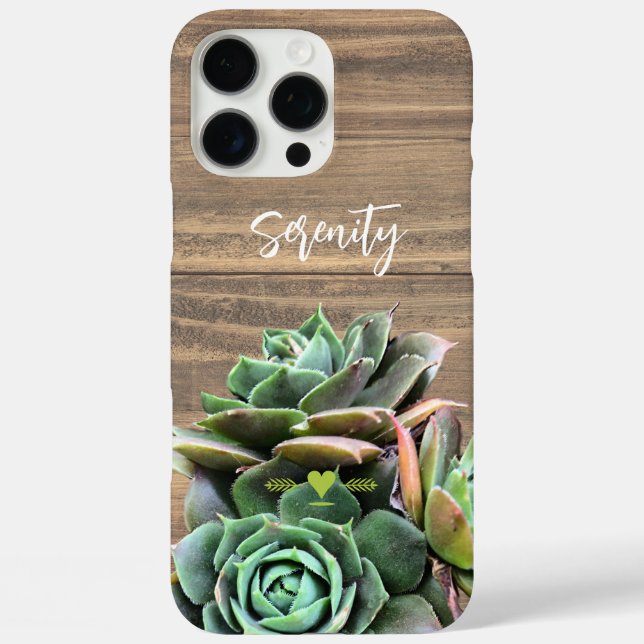 Succulent Personalized Barn Wood  Case-Mate iPhone Case (Back)