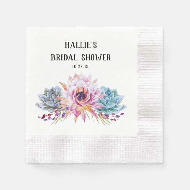 Succulent Personalized Napkins (Front)