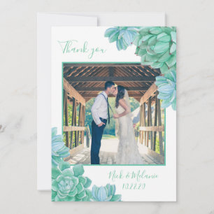 Succulent photo thank you + room for written note note card