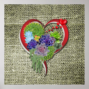 Succulent Plant Decor Within a Heart