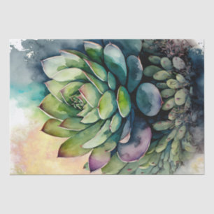 Succulent Plant Floral Decoupage Watercolor Tissue Paper