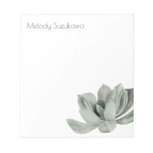 Succulent Plant Watercolor   Add Your Name Notepad