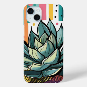 Succulent plant with colourful dots iPhone 15 mini case