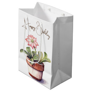 Succulent Plant with Flower Medium Gift Bag