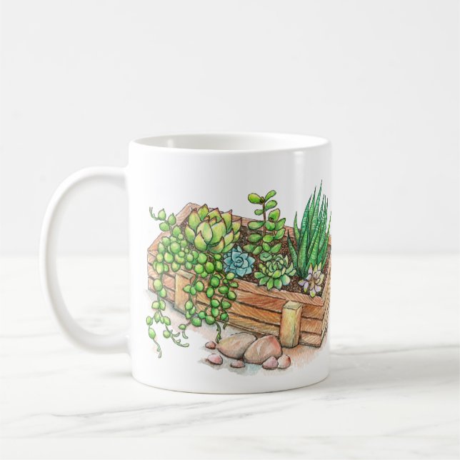 Succulent Planter Box Coffee Mug (Left)