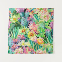 Succulent plants and cactus garden pattern