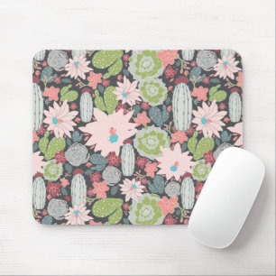 Succulent Plants And Cactus In Greens and Pinks Mouse Pad