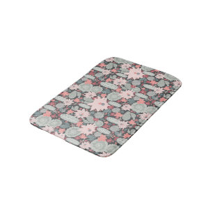 Succulent Plants And Cactus In Pink Mint Pattern Bath Mat