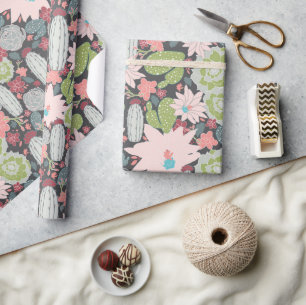 Succulent Plants And Cactus Pattern Wrapping Paper