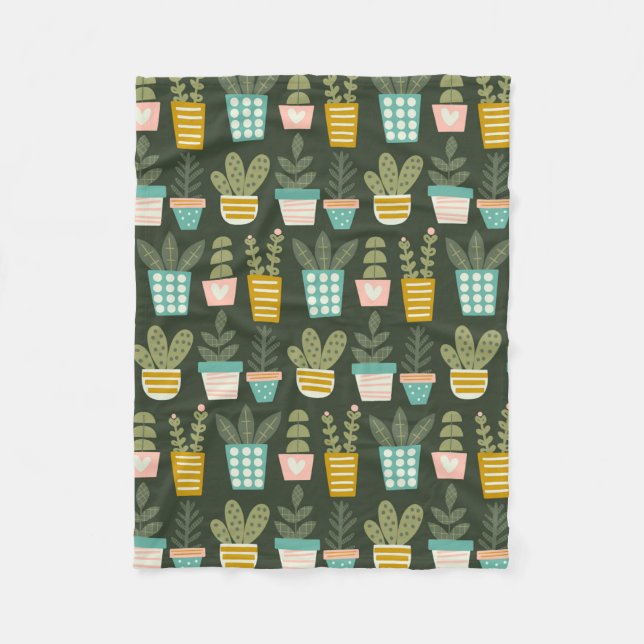 Succulent Plants Fleece Blanket (Front)