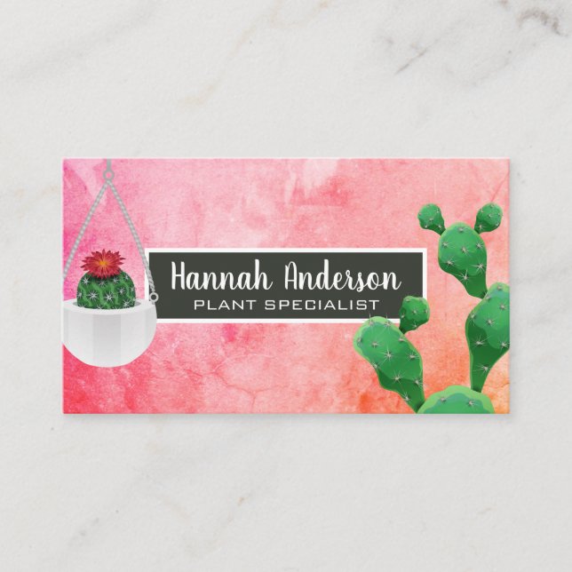 Succulent Plants | Watercolor Texture Appointment Card (Front)