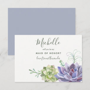 Succulent plants Will You Be My Maid Of Honour Invitation