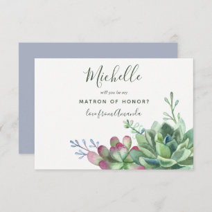 Succulent plants Will You Be My Matron Of Honour Invitation