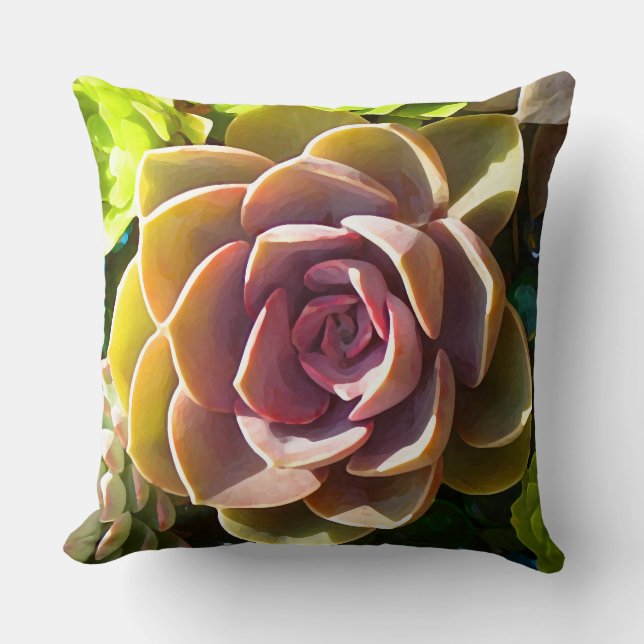 Succulent Pond Throw Pillow (Front)