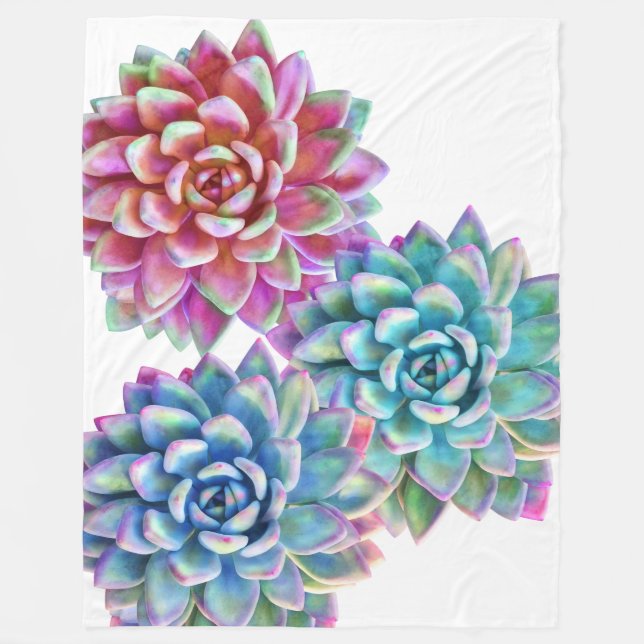 Succulent Print Trendy Blanket (Front)