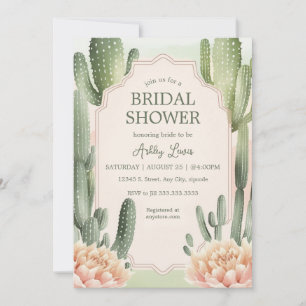 Succulent Romance Bridal Invite Cactus boho