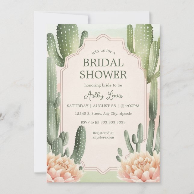 Succulent Romance Invitation nuptial Cactus boho (Devant)
