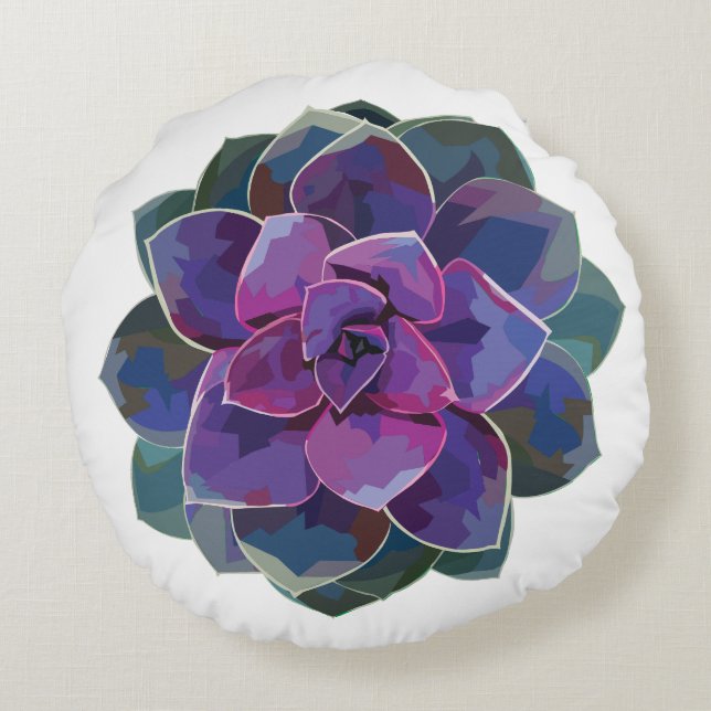 Succulent Round Pillow (Back)