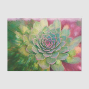 Succulent Rustic Green Pink Watercolor Decoupage Tissue Paper