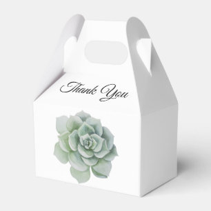 Succulent Sage Green Floral Boho Wedding Thank You Favor Box