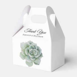 Succulent Sage Green Floral Boho Wedding Thank You Favor Box