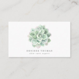 Succulent Sage Green Watercolor Elegant Simple Business Card
