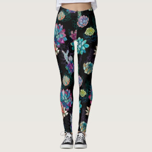 Succulent Seamless Pattern Leggings