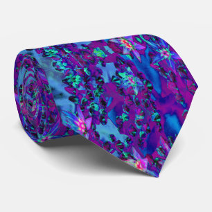 Succulent Sedum Flowers in Teal, Magenta and Blue Tie