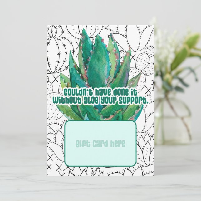 Succulent Thank You Teacher Gift Card Holder (Standing Front)