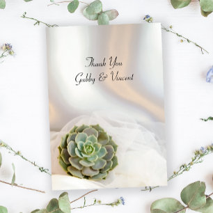 Succulent vert sur Mariage blanc Merci plat