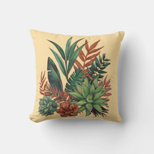 Succulent Water Colour T-Shirt Throw Pillow