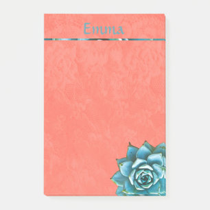 Succulent Watercolor on Orange Lace Post-it Notes