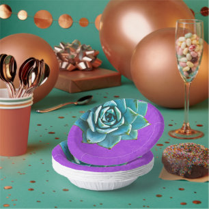 Succulent Watercolor Purple Lace Paper Plate