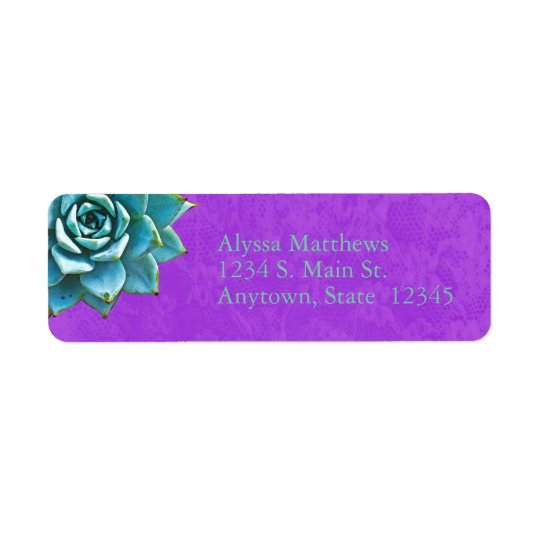 Succulent Watercolor Purple Lace Return Address Label