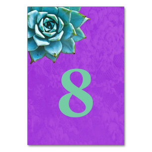 Succulent Watercolor Purple Lace Table Number