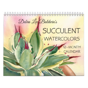 Succulent Watercolors 12-Month  Calendar