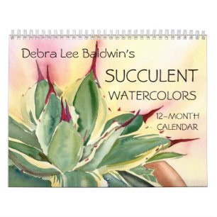 Succulent Watercolors 12-Month  Calendar